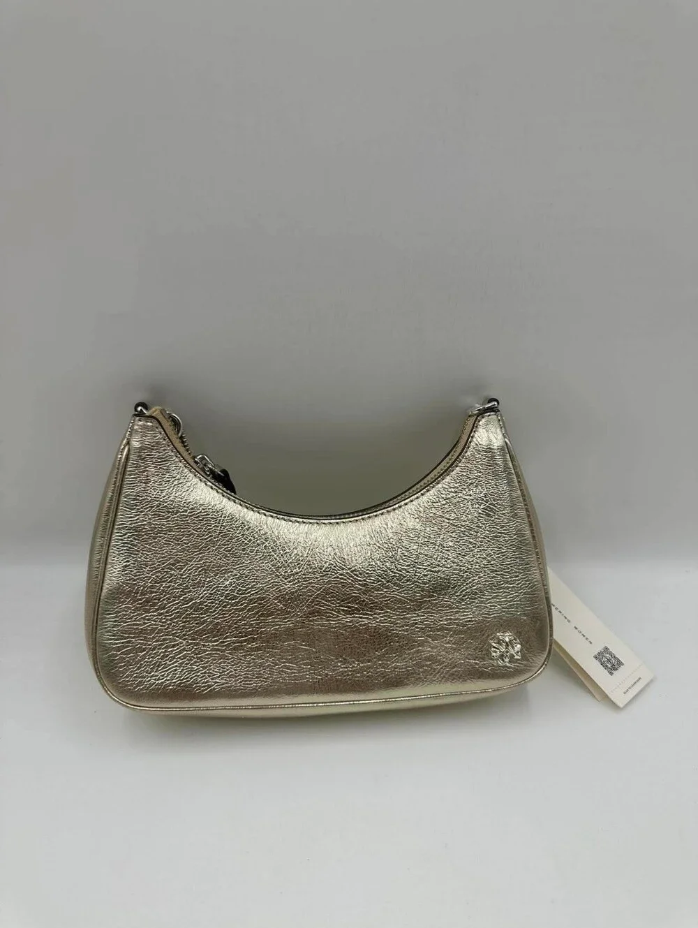 Tory Burch 151 Mercer Metallic Small Crescent Bag